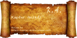 Kapfer Anikó névjegykártya
